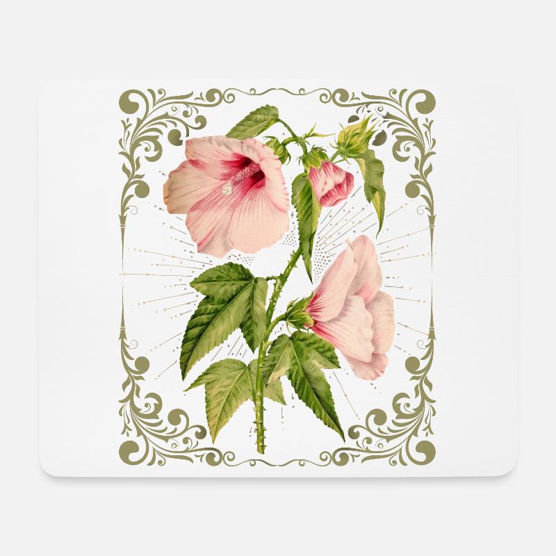 Hibiskus, Vintage botanische Illustration - Mousepad (Querformat) - Weiß