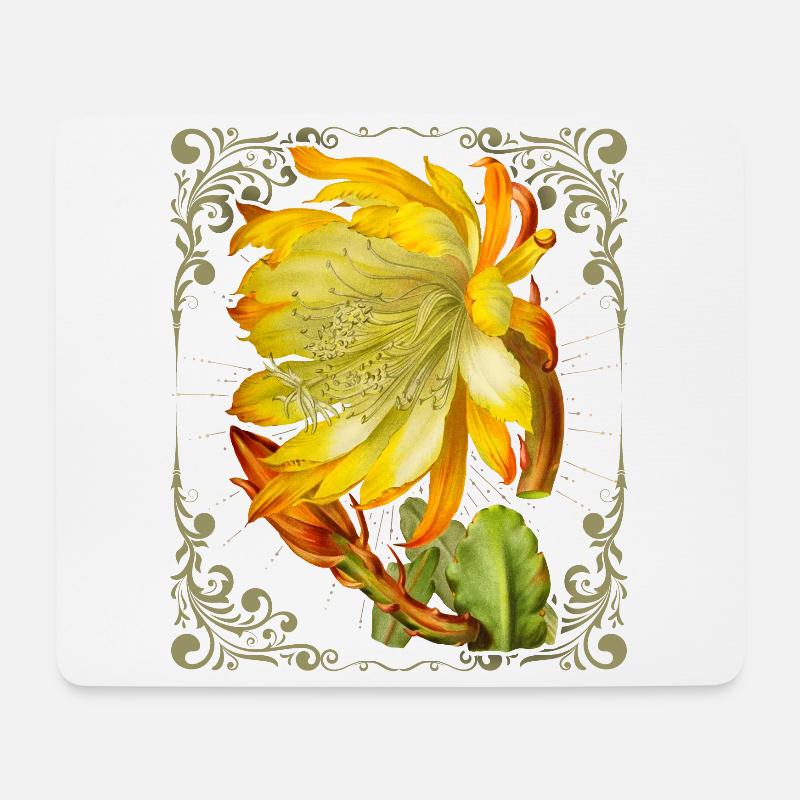 Kaktusblüte, vintage-botanische Illustration - Mousepad (Querformat) - Weiß