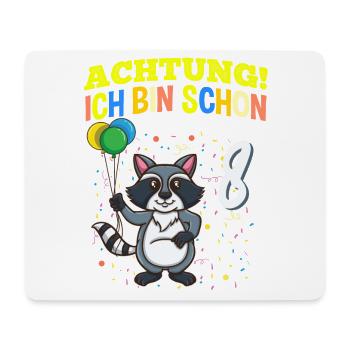 Achtung Ich Bin Schon 8 Safari Geburtstag Waschbär - Mousepad (Querformat) - Weiß - Vorne