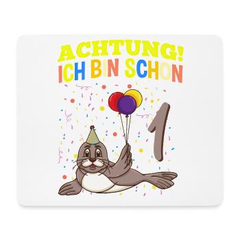 Achtung Ich Bin Schon 1 Tier Geburtstag Seehund - Mousepad (Querformat) - Weiß - Vorne