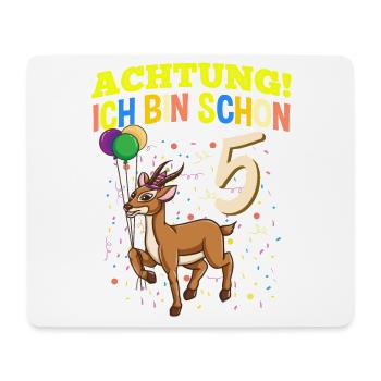 Achtung Ich Bin Schon 5 Geburtstag Gazelle - Mousepad (Querformat) - Weiß - Vorne