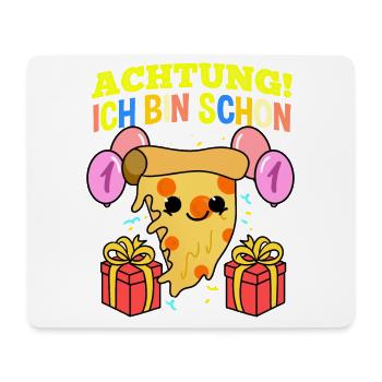 Achtung Ich Bin Schon 1 Geburtstag Pizza - Mousepad (Querformat) - Weiß - Vorne