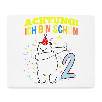 Achtung Ich Bin Schon 2 Geburtstag Eisbär - Mousepad (Querformat) - Weiß - Vorne