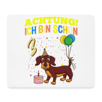 Achtung Ich Bin Schon 3 Tier Geburtstag Dackel - Mousepad (Querformat) - Weiß - Vorne