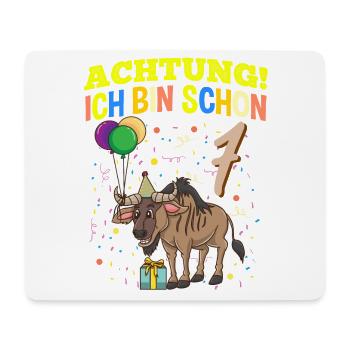 Achtung Ich Bin Schon 7 Tier Geburtstag Gnu - Mousepad (Querformat) - Weiß - Vorne