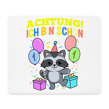 Achtung Ich Bin Schon 1 Tier Geburtstag Waschbär - Mousepad (Querformat) - Weiß - Vorne