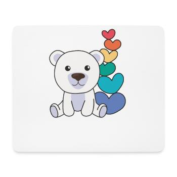 Rainbow Hearts Pride LGBTQ Cute Animals Polar Bear - Mouse Pad (horizontal) - white - Front