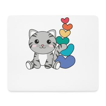 Regenbogen Herzen Pride LGBTQ süße tiere Katze - Mousepad (Querformat) - Weiß - Vorne