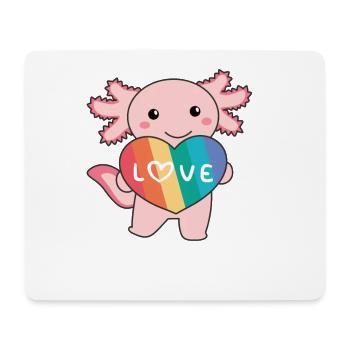 coeurs arc-en-ciel fierté LGBTQ animaux mignons axolotl - Tapis de souris (format paysage) - blanc - Devant