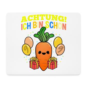 Achtung Ich Bin Schon 9 Geburtstag Karotte - Mousepad (Querformat) - Weiß - Vorne
