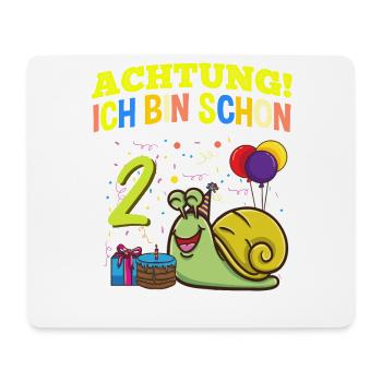 Achtung Ich Bin Schon 2 Geburtstag Schnecke - Mousepad (Querformat) - Weiß - Vorne
