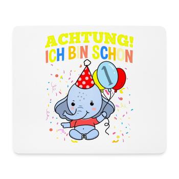 Achtung Ich Bin Schon 1 Geburtstag Elefant - Mousepad (Querformat) - Weiß - Vorne