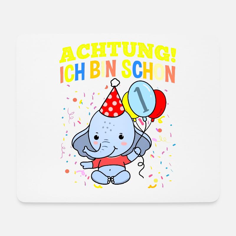 Achtung Ich Bin Schon 1 Geburtstag Elefant - Mousepad (Querformat) - Weiß