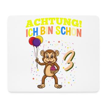 Achtung Ich Bin Schon 3 Zoo Tier Geburtstag Affe - Mousepad (Querformat) - Weiß - Vorne