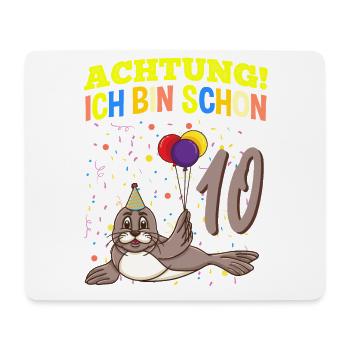 Achtung Ich Bin Schon 10 Tier Geburtstag Seehund - Mousepad (Querformat) - Weiß - Vorne