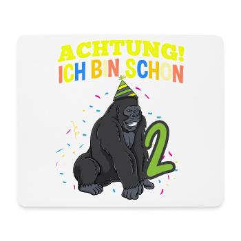 Achtung Ich Bin Schon 2 Geburtstag Gorilla - Mousepad (Querformat) - Weiß - Vorne