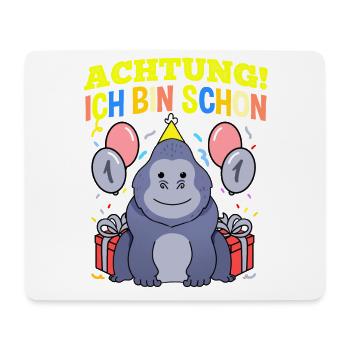 Achtung Ich Bin Schon 1 Tier Geburtstag Gorilla - Mousepad (Querformat) - Weiß - Vorne