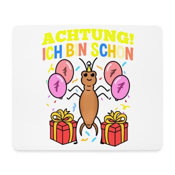 Achtung Ich Bin Schon 7 Geburtstag Ohrwurm - Mousepad (Querformat) - Weiß - Vorne