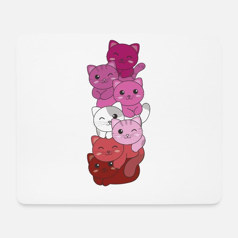 lesbian Lipstick flag Pride LGBTQ Katzen Haufen - Mousepad (Querformat) - Weiß