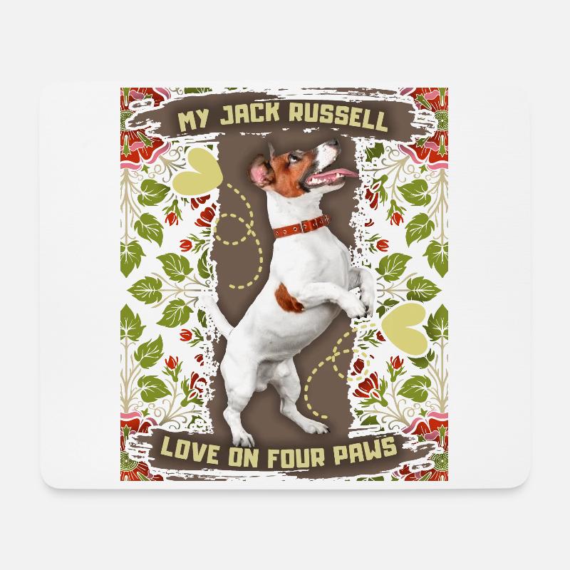 Jack-Russell-Terrier, Hund, bester Freund - Mousepad (Querformat) - Weiß
