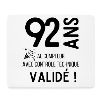 92 ans validé - Tapis de souris (format paysage) - blanc - Devant