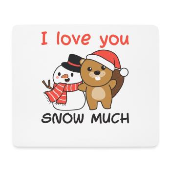 Biber Je t’aime neige beaucoup schneemann wortspiel - Tapis de souris (format paysage) - blanc - Devant