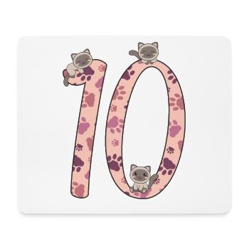 Siam Katze zehnter Geburtstag für Kinder Katzen - Mousepad (Querformat) - Weiß - Vorne