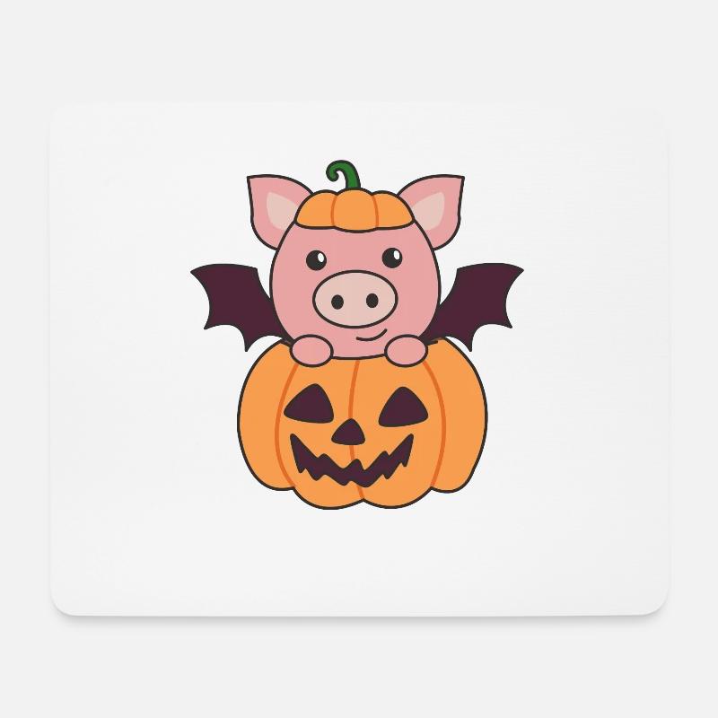 Schwein Halloween Kürbis Fledermaus Kostüm - Mousepad (Querformat) - Weiß