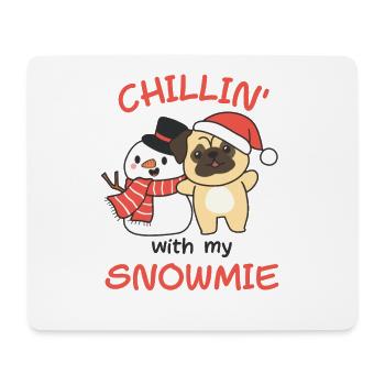Carlin Chillin avec mon bonhomme de neige - Tapis de souris (format paysage) - blanc - Devant