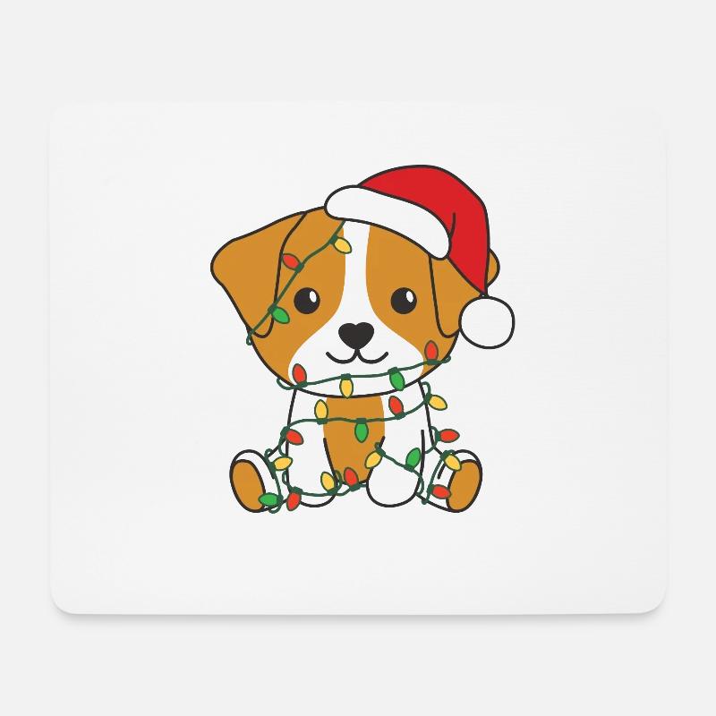 jack Russell Weihnachten Winter süße Hunde - Mousepad (Querformat) - Weiß