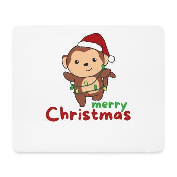 monkey merry christmas winter animals monkeys - Mouse Pad (horizontal) - white - Front