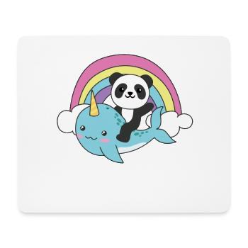 Narval Panda Ocean Unicorn kawaii Arc-en-ciel - Tapis de souris (format paysage) - blanc - Devant