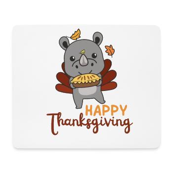 Tenue du jour de Thanksgiving Rhino de dinde avec tarte - Tapis de souris (format paysage) - blanc - Devant