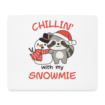 Raccoon Chillin avec mon bonhomme de neige - Tapis de souris (format paysage) - blanc - Devant