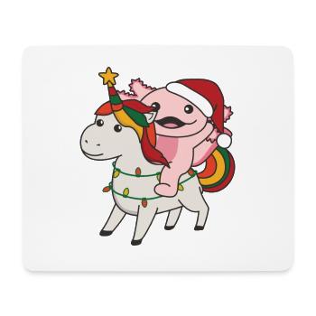 Weihnachts Axolotl frohe Weihnachten Einhorn - Mousepad (Querformat) - Weiß - Vorne