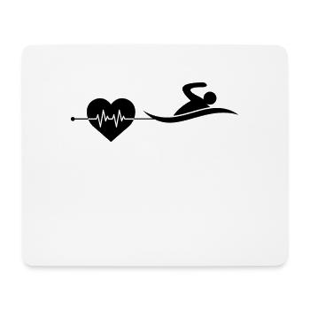 Rythme cardiaque de nage - Tapis de souris (format paysage) - blanc - Devant