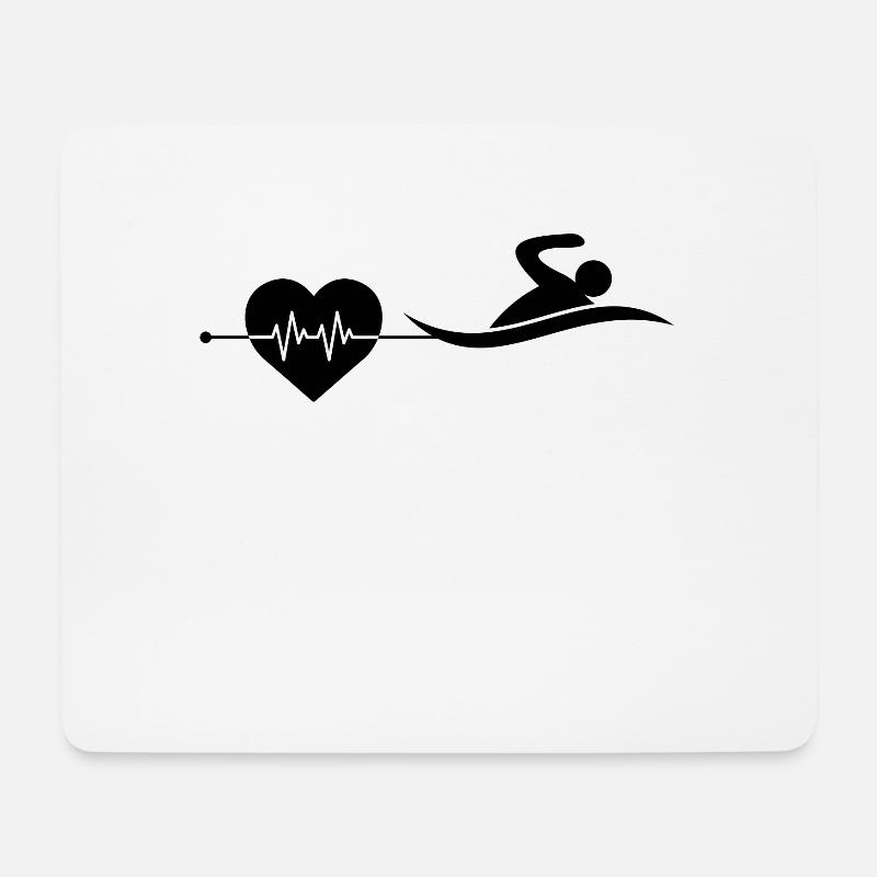 Schwimmen Herzschlag - Mousepad (Querformat) - Weiß
