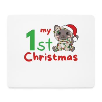 Chat de Noël Chats mon 1er Noël - Tapis de souris (format paysage) - blanc - Devant