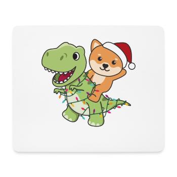Shiba Inu Trex Noël Neige Hiver Animaux - Tapis de souris (format paysage) - blanc - Devant