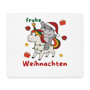 Weihnachts Einhorn Hippo frohe Weihnachten Einhorn - Mousepad (Querformat) - Weiß - Vorne
