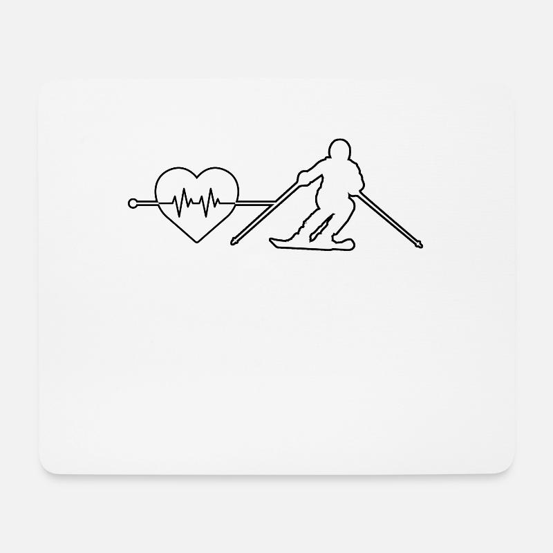 Ski Herzschlag - Mousepad (Querformat) - Weiß