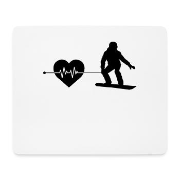 Battements de cœur de snowboard - Tapis de souris (format paysage) - blanc - Devant