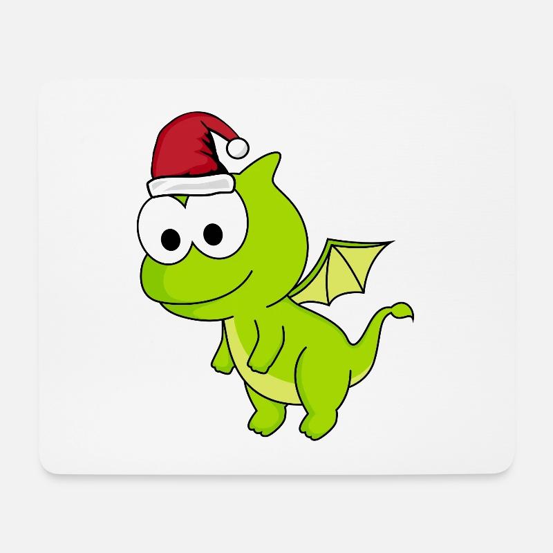 Drache Comic Weihnachten - Mousepad (Querformat) - Weiß