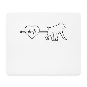 Affe Herzschlag - Mousepad (Querformat) - Weiß - Vorne