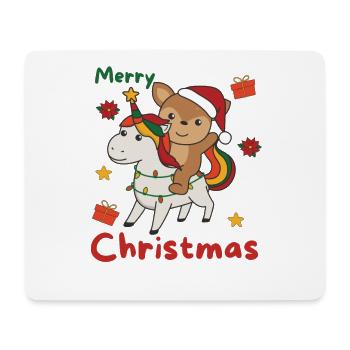 Weihnachts Einhorn Reh frohe Weihnachten Einhorn - Mousepad (Querformat) - Weiß - Vorne