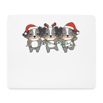 Berger australien Noël Chiens mignons - Tapis de souris (format paysage) - blanc - Devant
