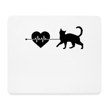 Katze Herzschlag - Mousepad (Querformat) - Weiß - Vorne
