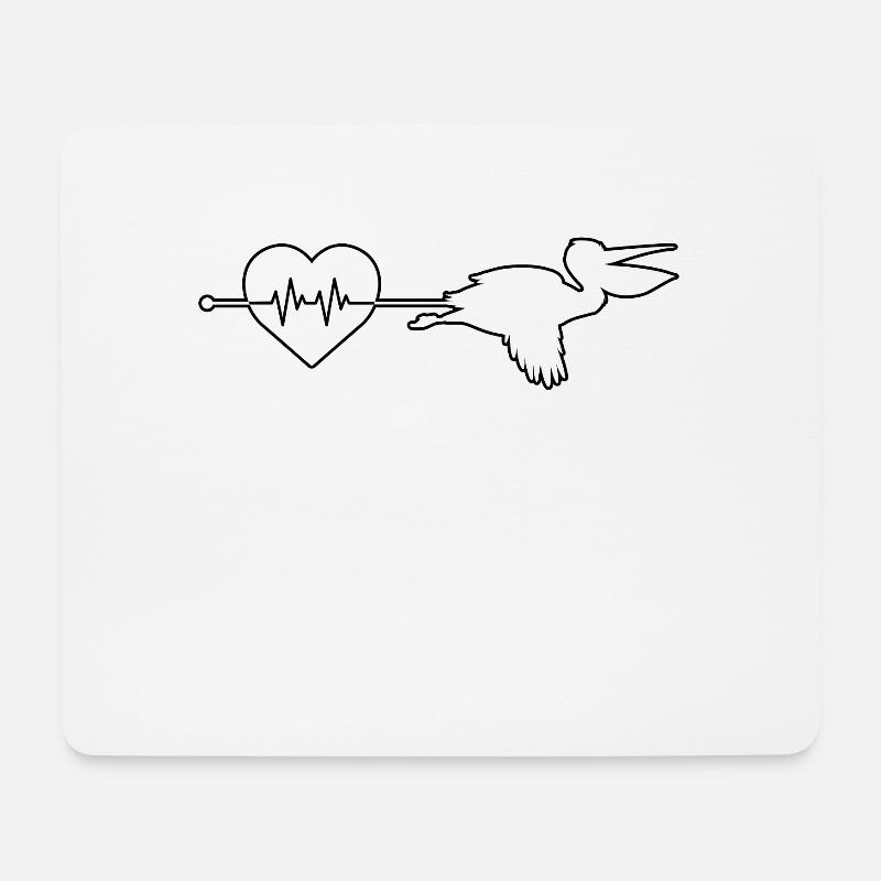Pelikan Herzschlag - Mousepad (Querformat) - Weiß