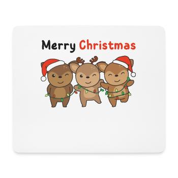Reh Weihnachts Tiere süße Rehe Merry Christmas - Mousepad (Querformat) - Weiß - Vorne