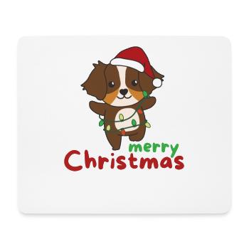 Berger australien Joyeux animaux de Noël - Tapis de souris (format paysage) - blanc - Devant
